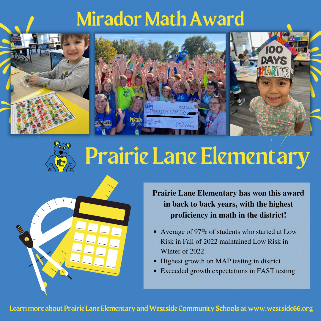 Prairie Lane wins Mirador Math Award